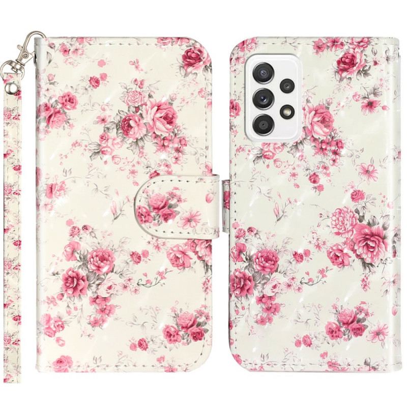 Fliptok Samsung Galaxy A53 5G szíjjal Strap Liberty Flowers