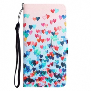 Fliptok Samsung Galaxy A53 5G szíjjal Strappy Hearts Rain