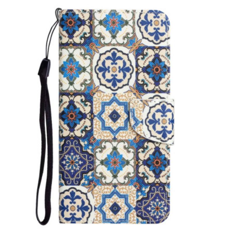 Fliptok Samsung Galaxy A53 5G szíjjal Strappy Patchwork