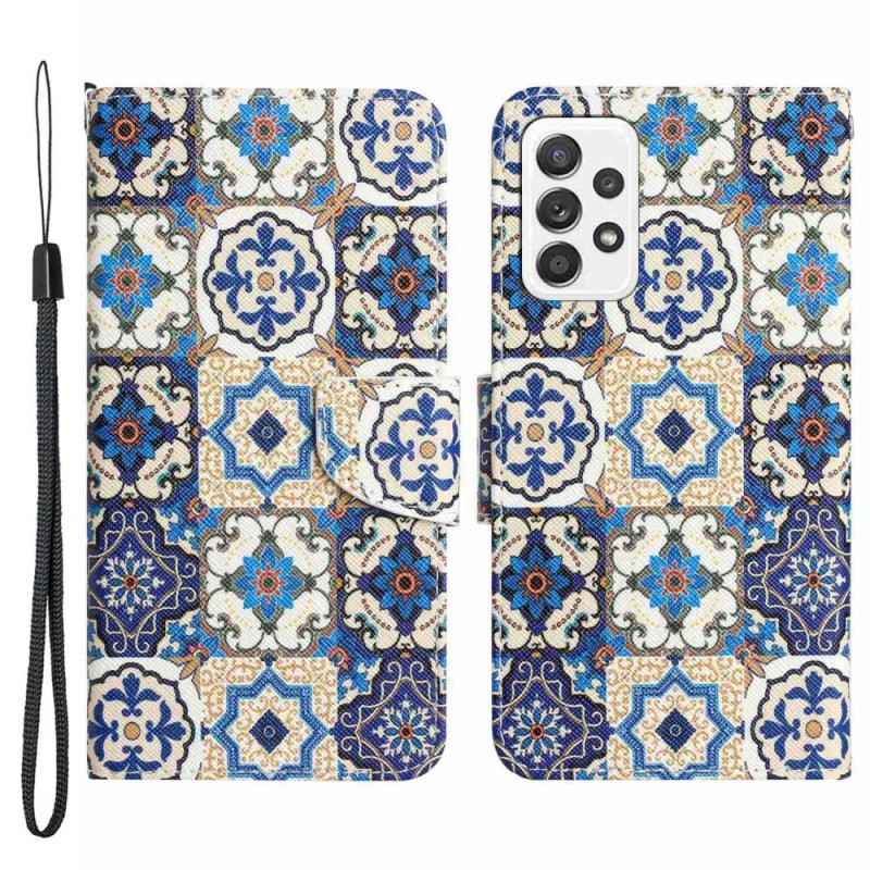 Fliptok Samsung Galaxy A53 5G szíjjal Strappy Patchwork