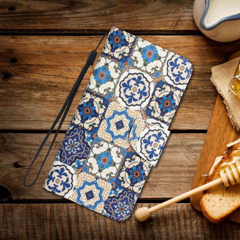 Fliptok Samsung Galaxy A53 5G szíjjal Strappy Patchwork