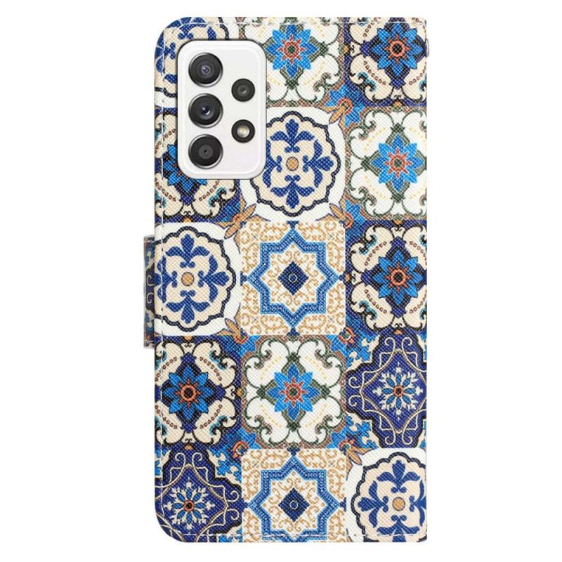 Fliptok Samsung Galaxy A53 5G szíjjal Strappy Patchwork