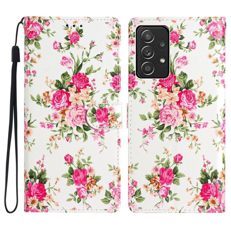 Kinyitható Tokok Samsung Galaxy A53 5G szíjjal Strap Liberty Flowers