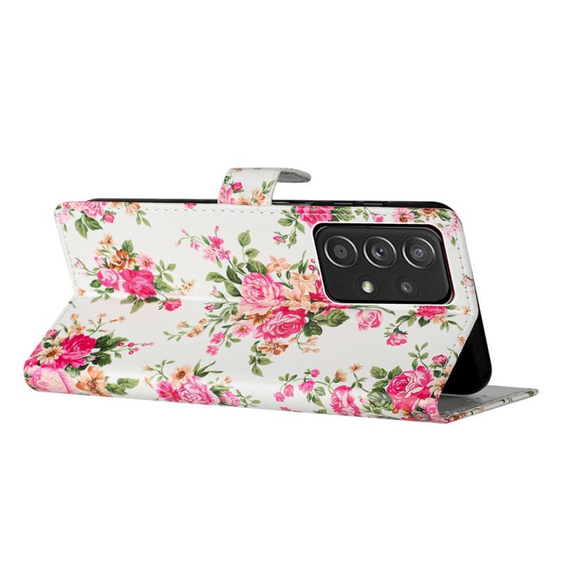 Kinyitható Tokok Samsung Galaxy A53 5G szíjjal Strap Liberty Flowers