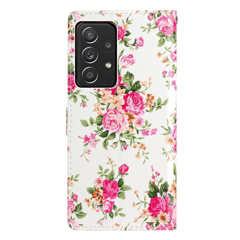 Kinyitható Tokok Samsung Galaxy A53 5G szíjjal Strap Liberty Flowers