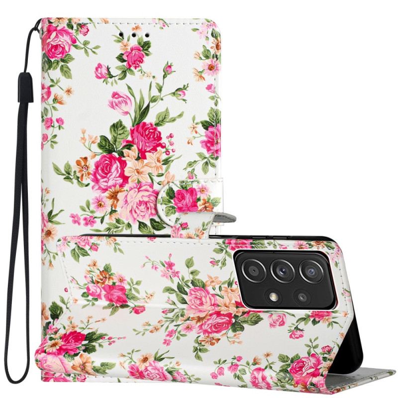 Kinyitható Tokok Samsung Galaxy A53 5G szíjjal Strap Liberty Flowers