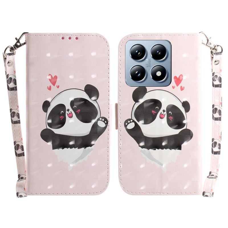 Fliptok Xiaomi 14t Pro Panda Love Szíjjal