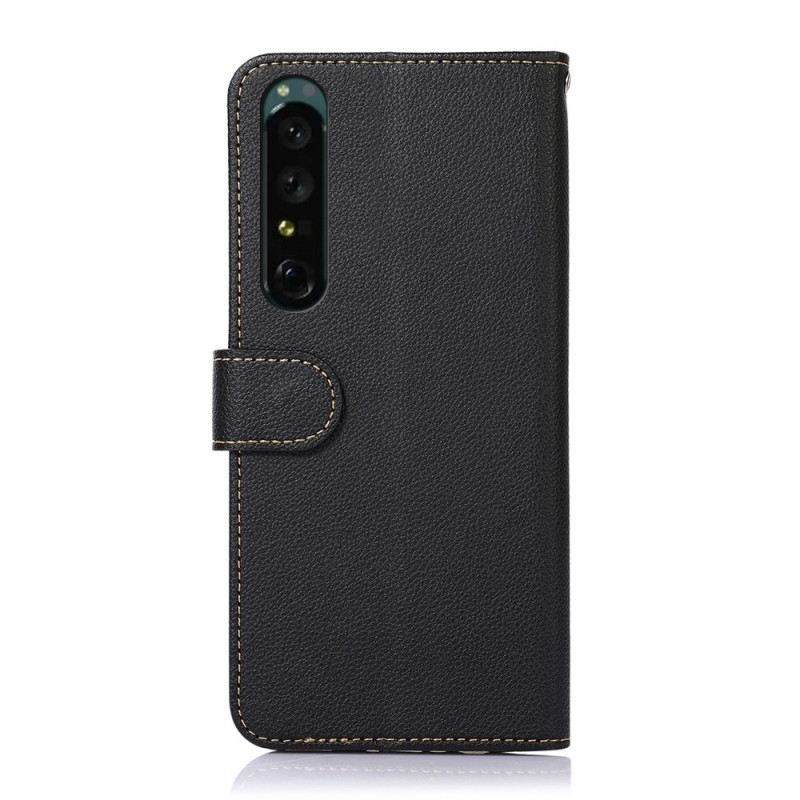 Fliptok / Bőrtok Sony Xperia 1 IV Licsi Stílusú Rfid