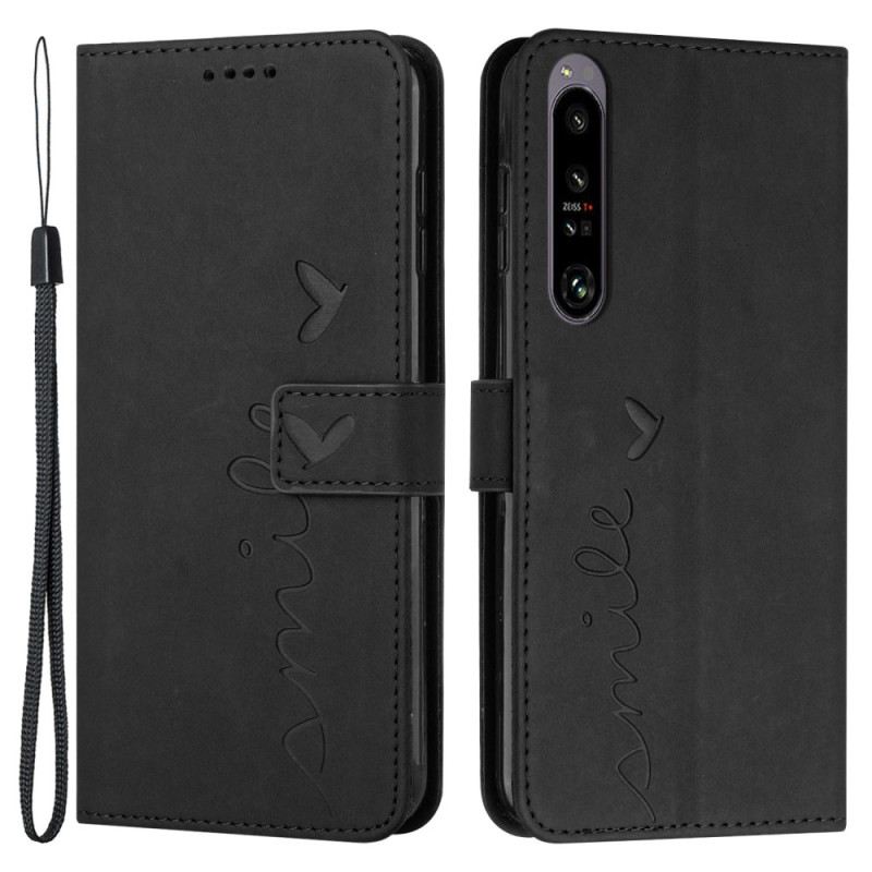 Fliptok / Bőrtok Sony Xperia 1 IV Mosolyogj Lanyarddal