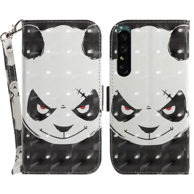 Fliptok / Bőrtok Sony Xperia 1 IV szíjjal Pántos Panda