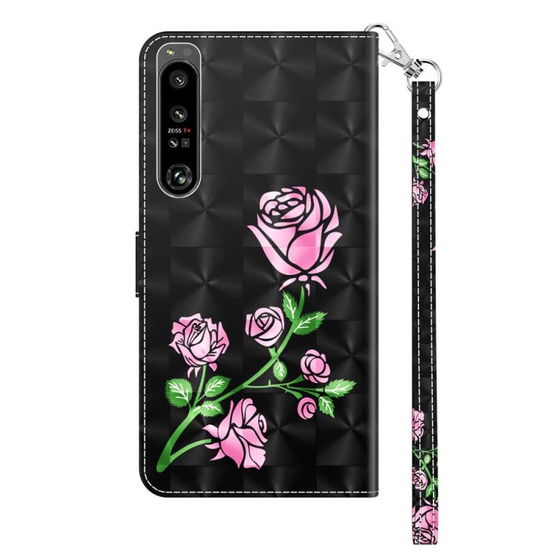 Fliptok Sony Xperia 1 IV Rózsa Zsinórral