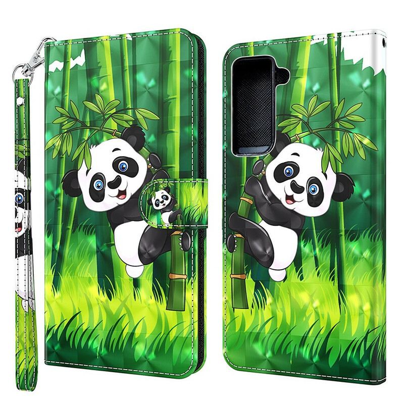 Fliptok / Bőrtok Samsung Galaxy S21 FE Panda És Bambusz