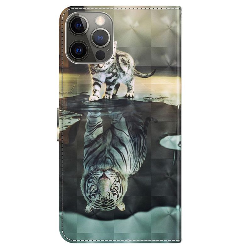 Fliptok / Bőrtok iPhone 15 Pro Max szíjjal 3d Kitten Dream Szíjjal