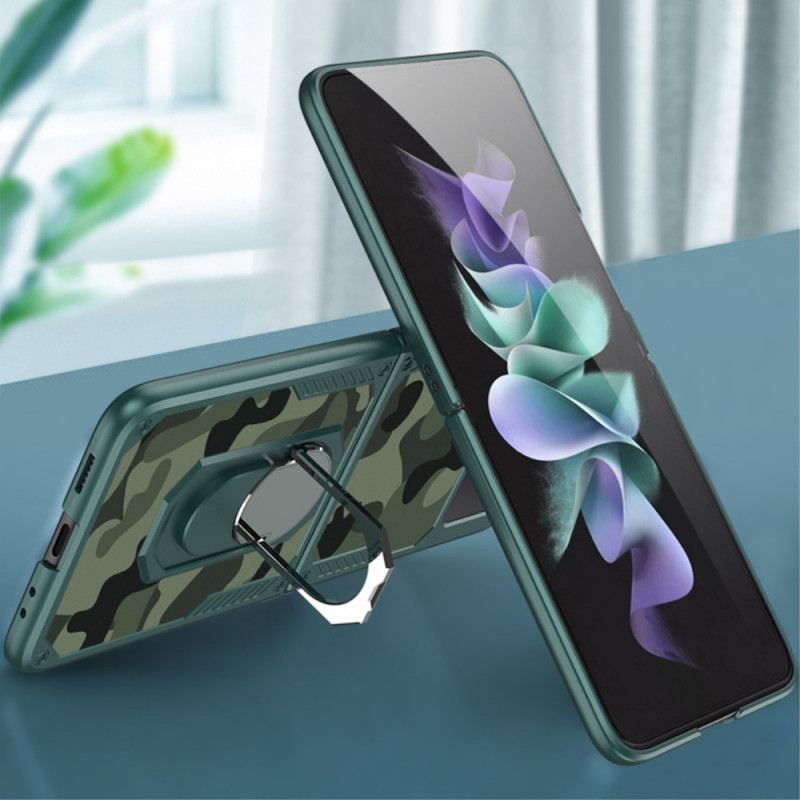 Fliptok Samsung Galaxy Z Flip 3 5G Bőrtok Gkk Camo Támogató Gyűrű