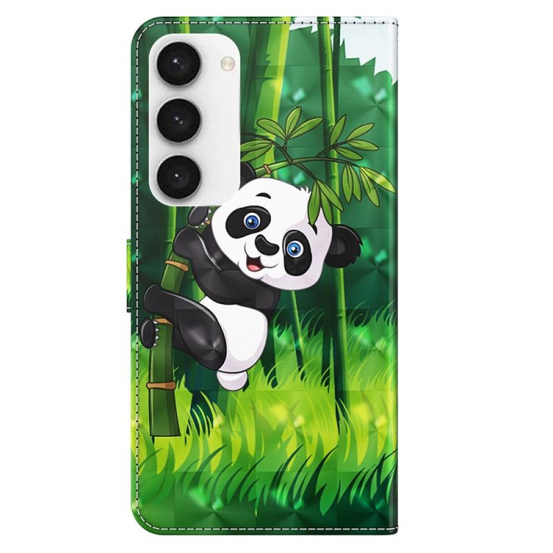 Bőrtok Samsung Galaxy S24 5g Bambusz Panda Szíjjal