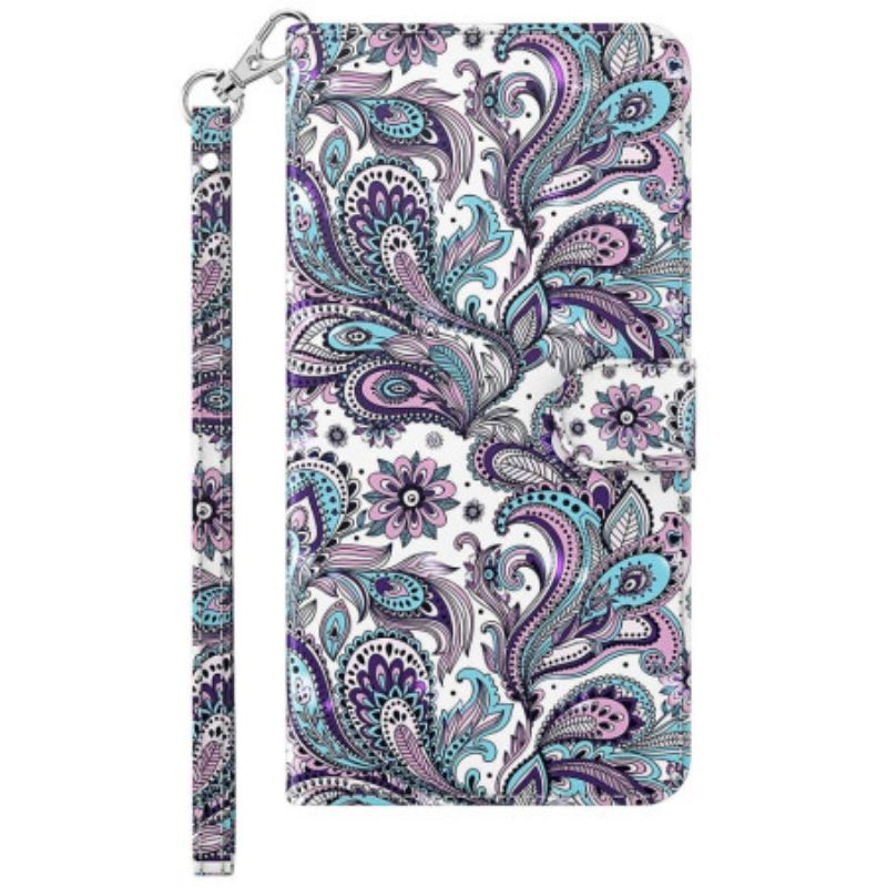 Bőrtok Samsung Galaxy S24 5g Paisley Minta Szíjjal