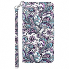 Bőrtok Samsung Galaxy S24 5g Paisley Minta Szíjjal