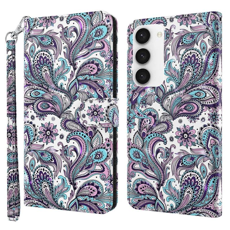 Bőrtok Samsung Galaxy S24 5g Paisley Minta Szíjjal