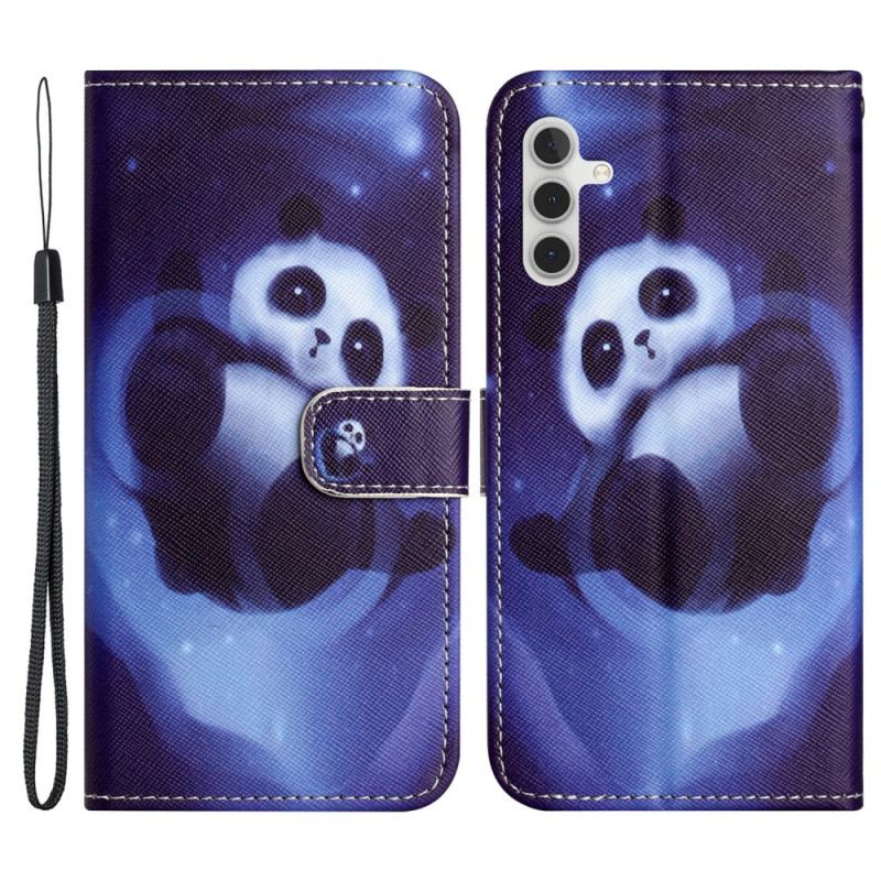 Bőrtok Samsung Galaxy S24 5g Panda Space Szíjjal