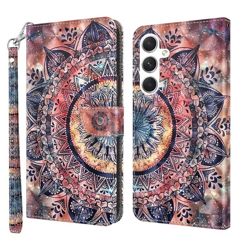 Bőrtok Samsung Galaxy S24 5g Színes Mandala Szíjjal