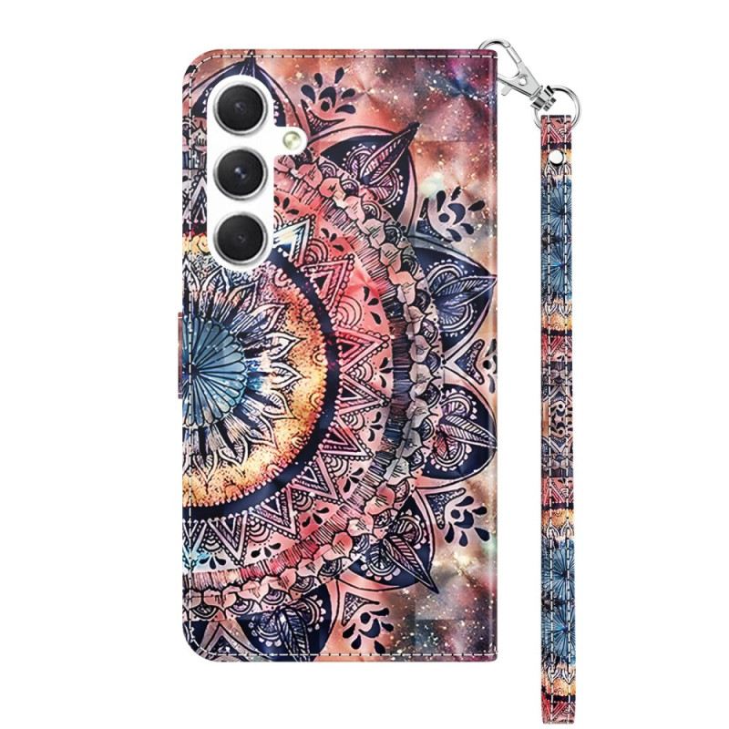 Bőrtok Samsung Galaxy S24 5g Színes Mandala Szíjjal