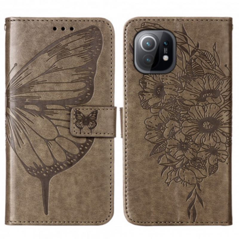 Fliptok / Bőrtok Xiaomi Mi 11 (5G) Butterfly Design Zsinórral