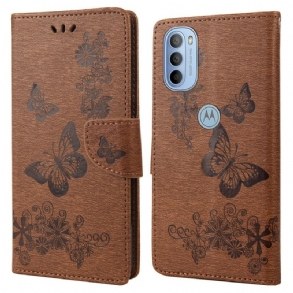 Fliptok / Bőrtok Moto G51 5G szíjjal Splendid Strap Butterflies