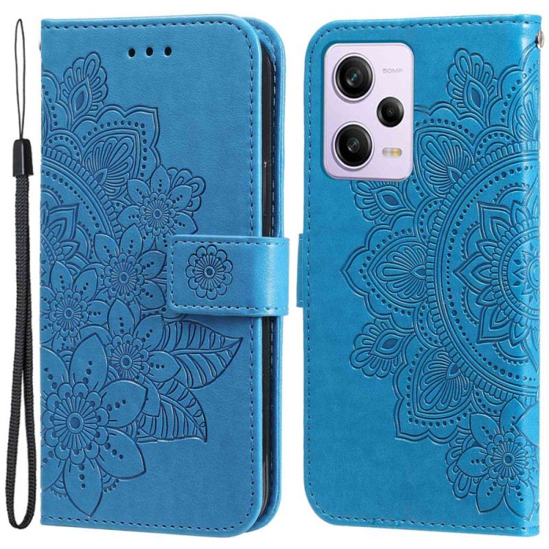 Fliptok / Bőrtok Xiaomi Redmi Note 12 Pro szíjjal Szíj Virág Mandala