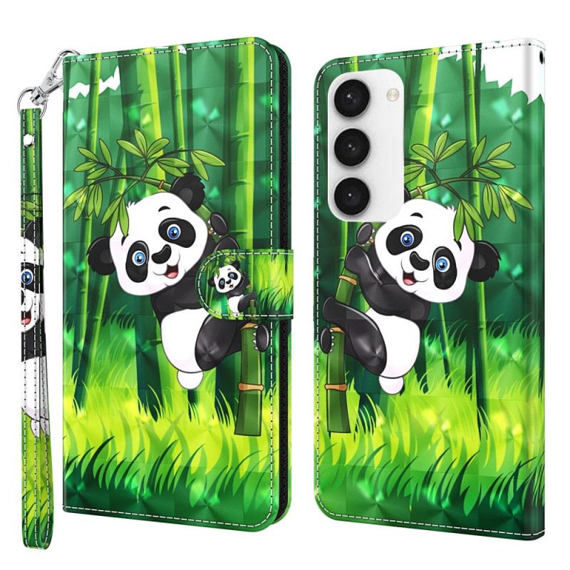 Fliptok / Bőrtok Samsung Galaxy S23 5G Panda Bambusz