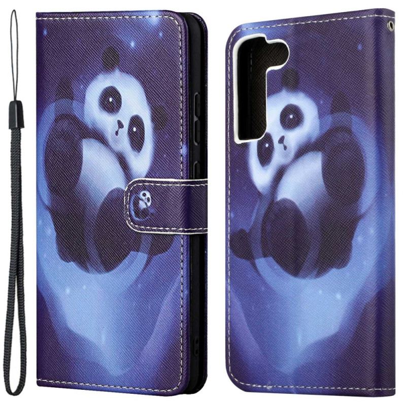 Fliptok / Bőrtok Samsung Galaxy S23 5G szíjjal Pántos Panda