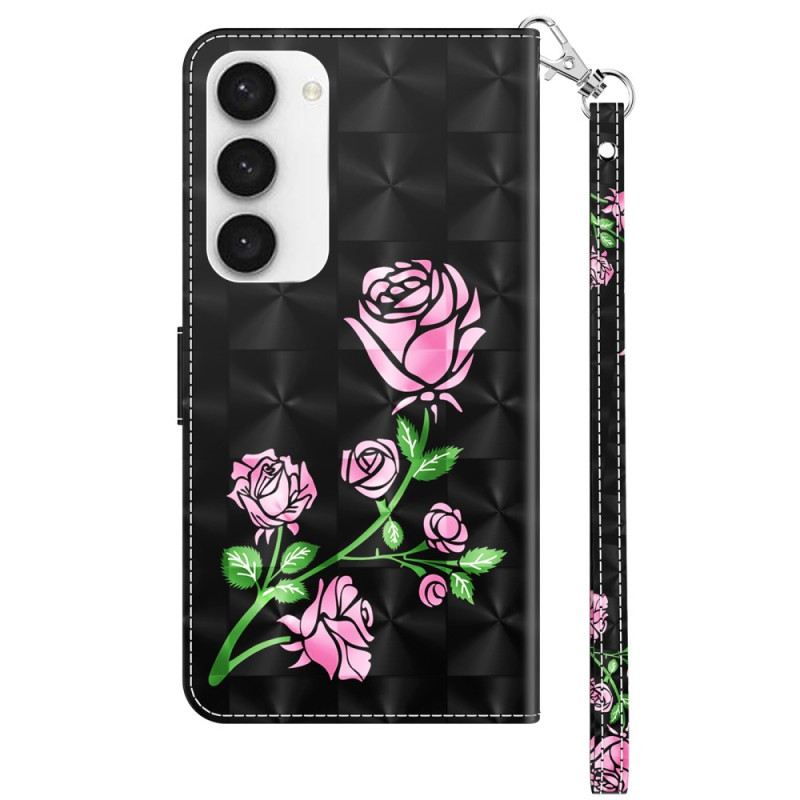 Fliptok / Bőrtok Samsung Galaxy S23 5G szíjjal Strappy Graphic Rose