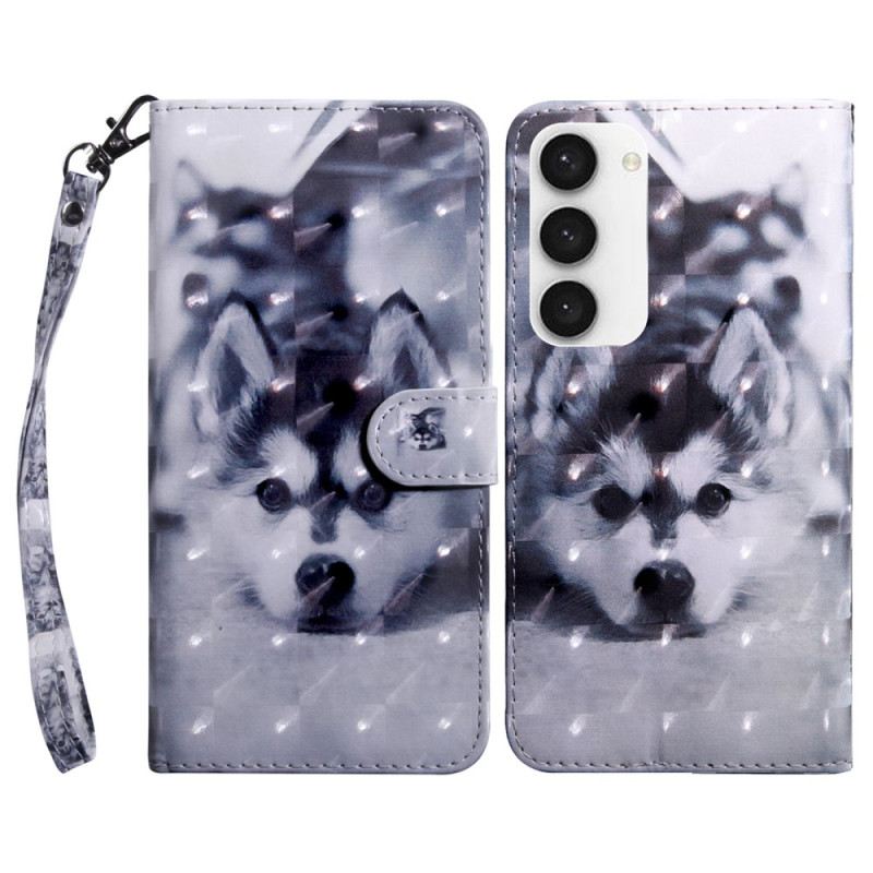 Fliptok / Bőrtok Samsung Galaxy S23 5G szíjjal Thong Husky