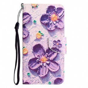 Fliptok / Bőrtok Samsung Galaxy S23 Ultra 5G szíjjal Csak Strap Flowers