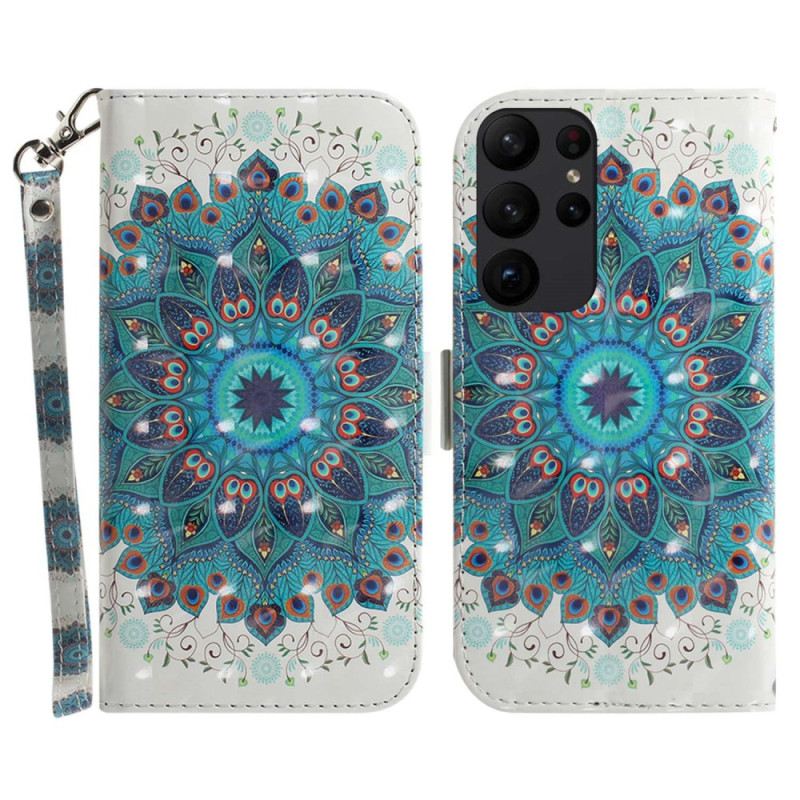 Fliptok / Bőrtok Samsung Galaxy S23 Ultra 5G szíjjal Pántos Mandala