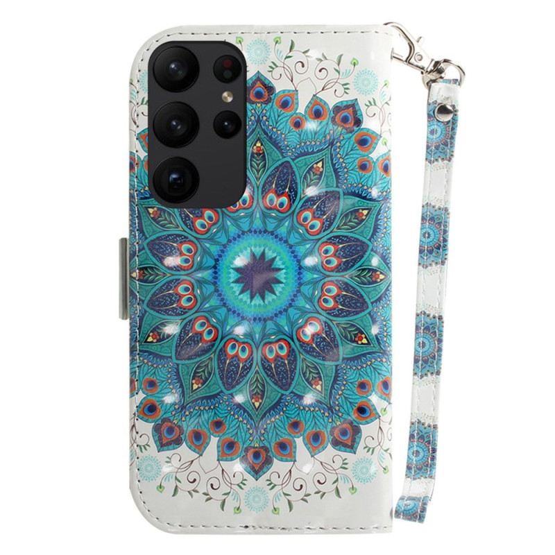 Fliptok / Bőrtok Samsung Galaxy S23 Ultra 5G szíjjal Pántos Mandala