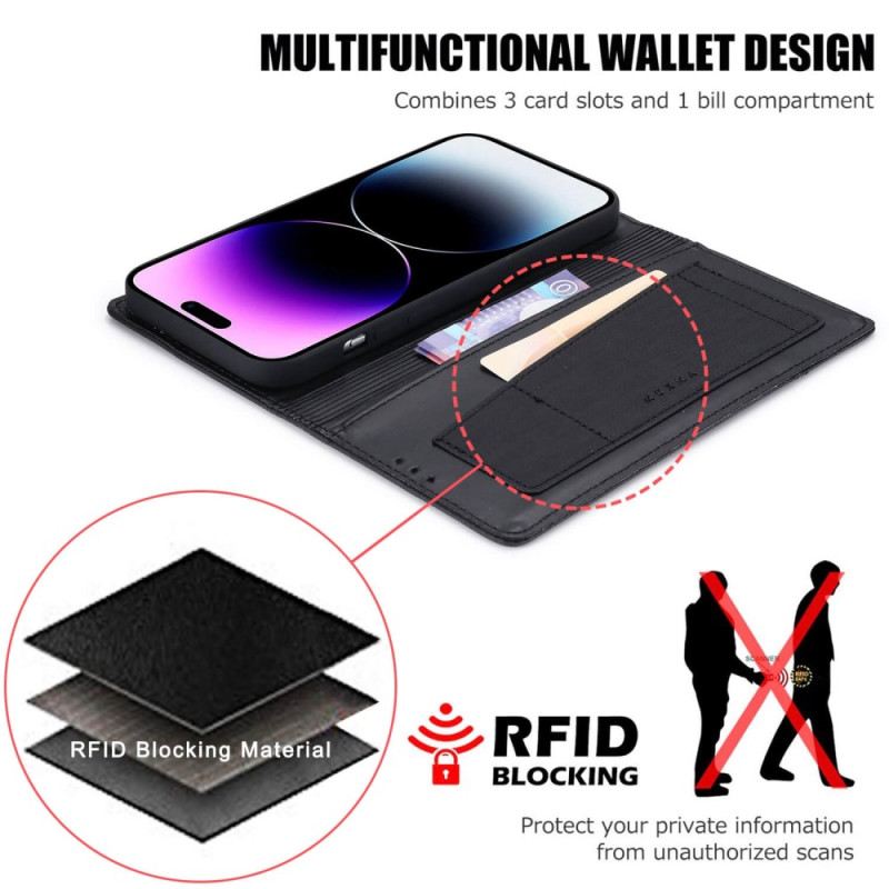 Fliptok iPhone 14 Pro Max Bőrtok Rfid