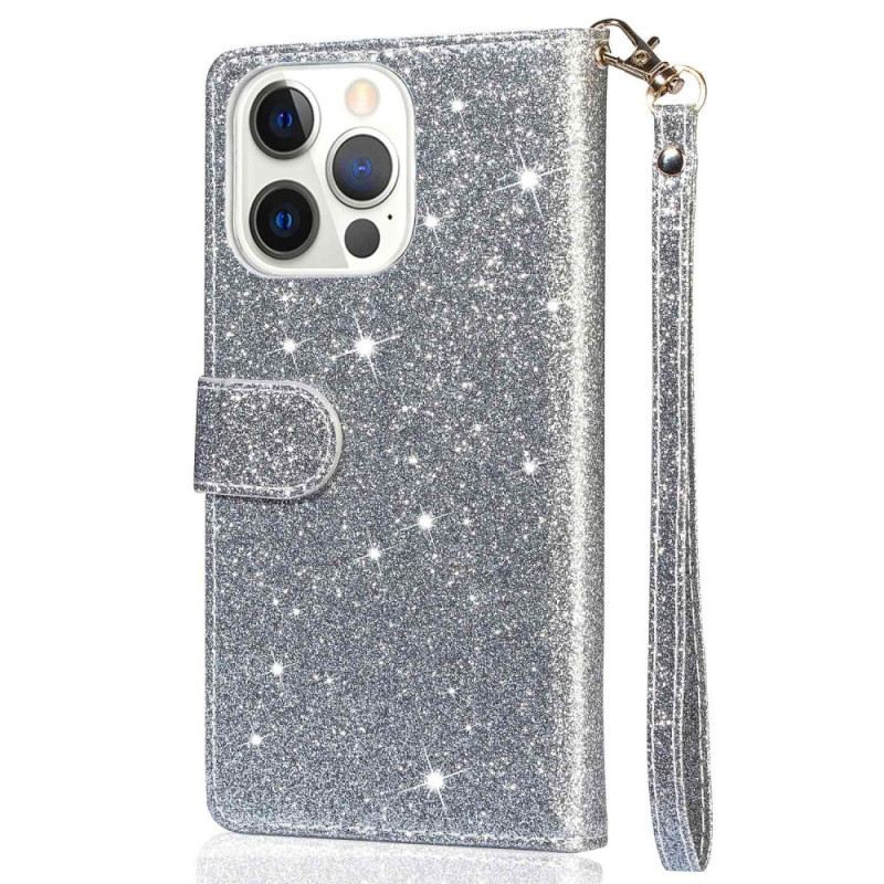 Fliptok iPhone 14 Pro Max Tárcatok Glitter Pénztárca