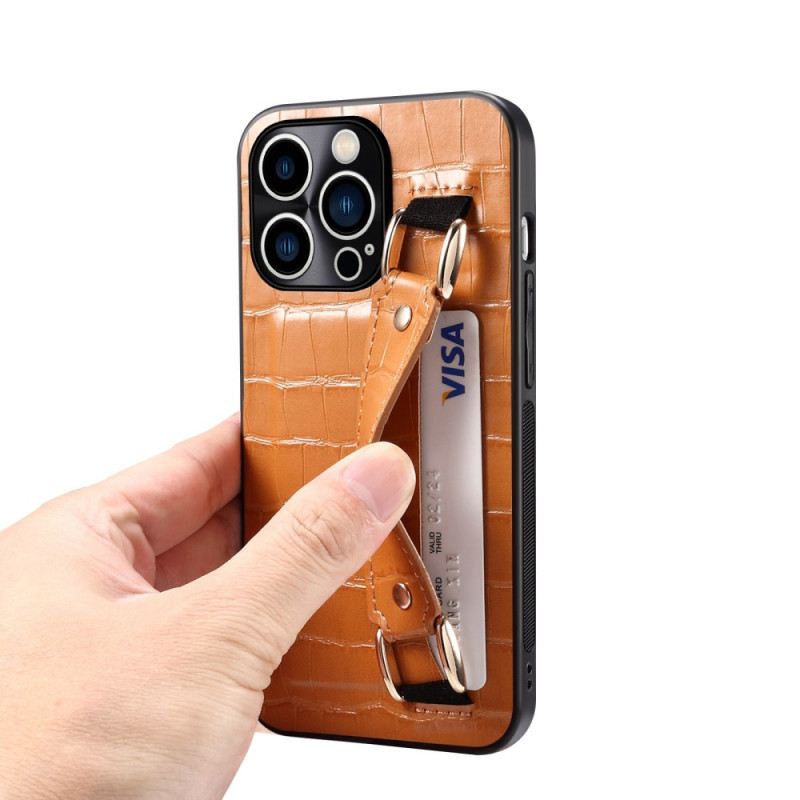 Tok iPhone 14 Pro Max Kártyatartó Croco Tartópánttal