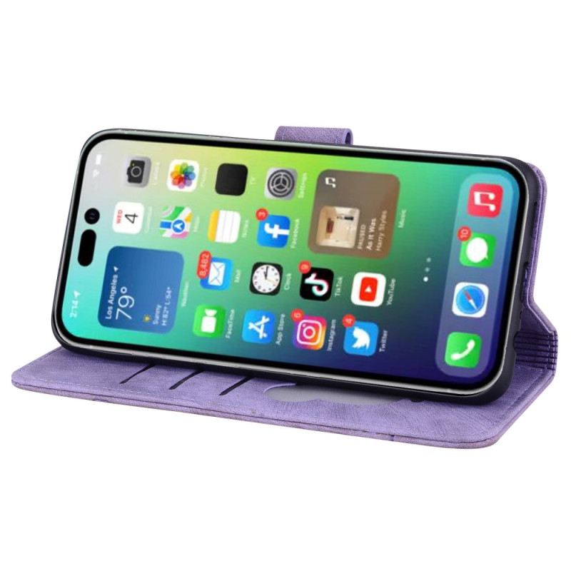 Fliptok / Bőrtok iPhone 15 Pro szíjjal Tangamacska Álmodozás