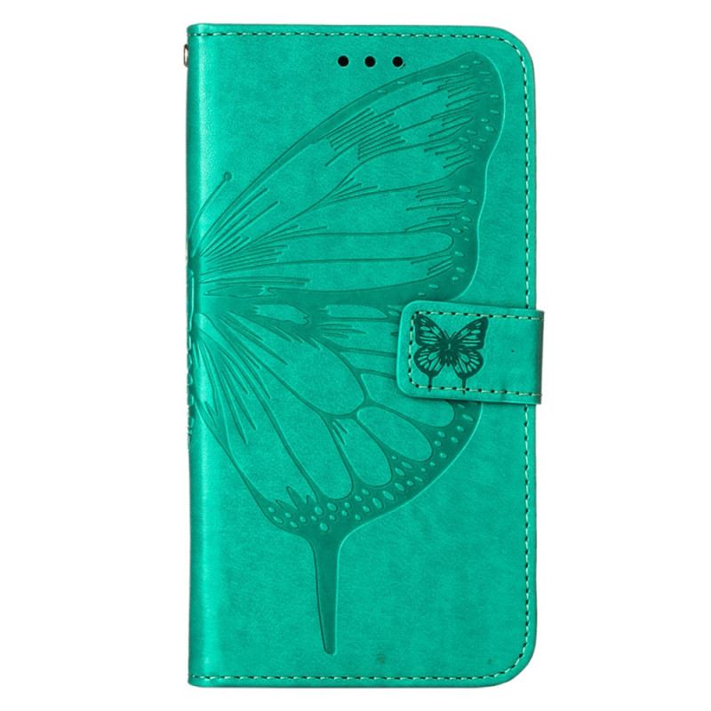 Fliptok / Bőrtok Xiaomi Redmi 10C Butterfly Design Zsinórral