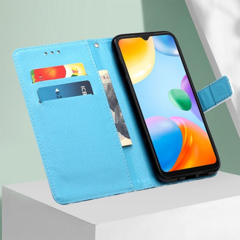 Fliptok / Bőrtok Xiaomi Redmi 10C szíjjal Eiffel-torony Gyémánt Szíj