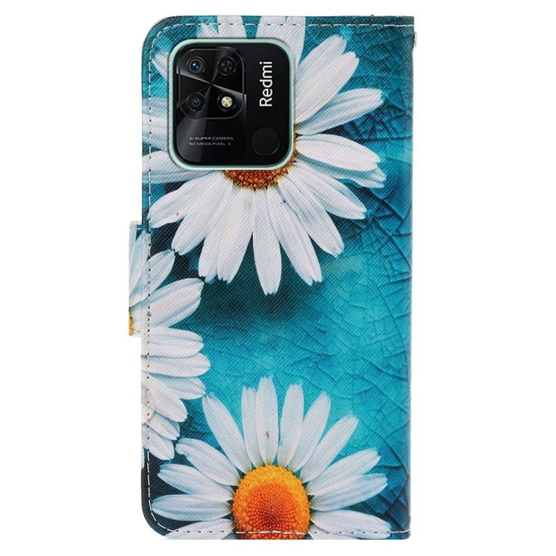 Fliptok / Bőrtok Xiaomi Redmi 10C szíjjal Thong Daisies