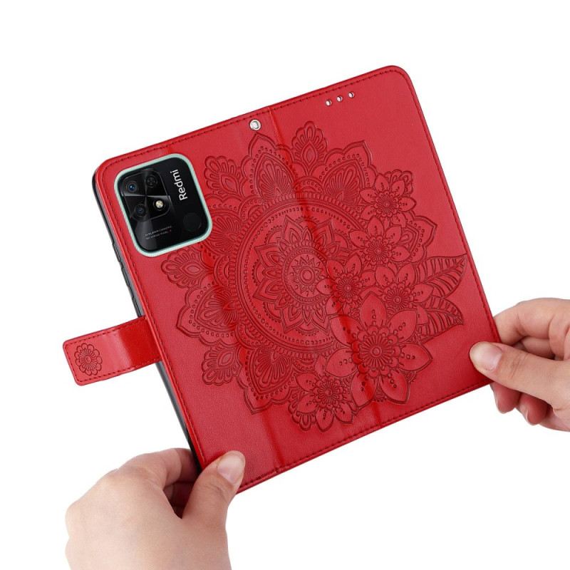 Fliptok Xiaomi Redmi 10C szíjjal Pántos Mandala