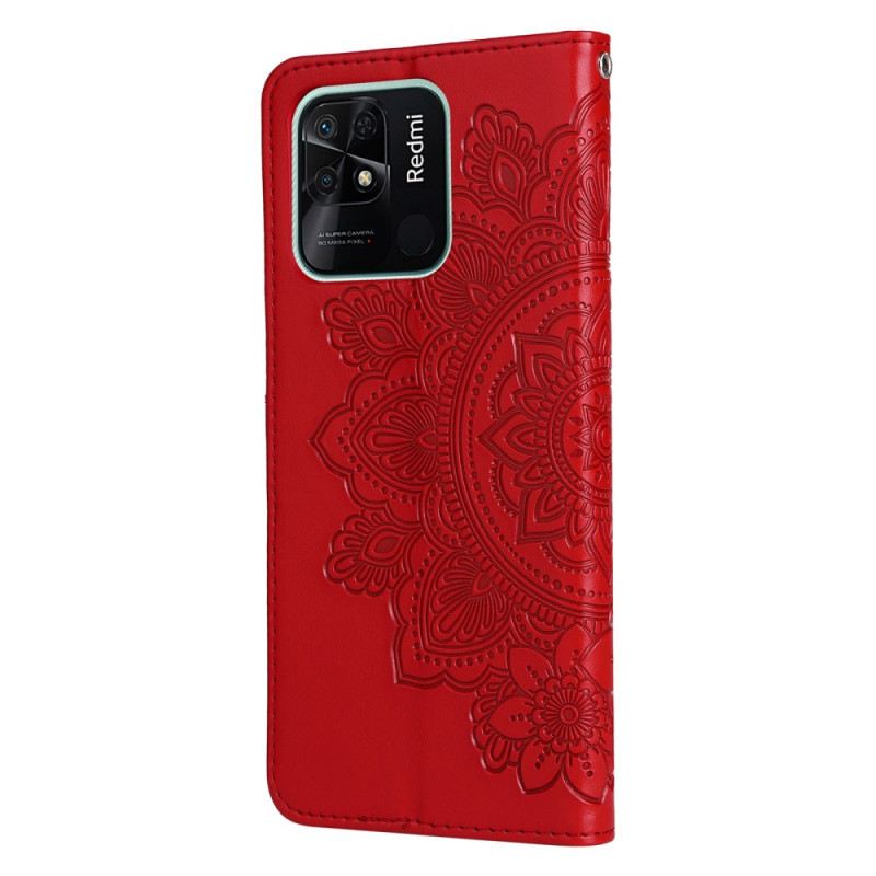 Fliptok Xiaomi Redmi 10C szíjjal Pántos Mandala