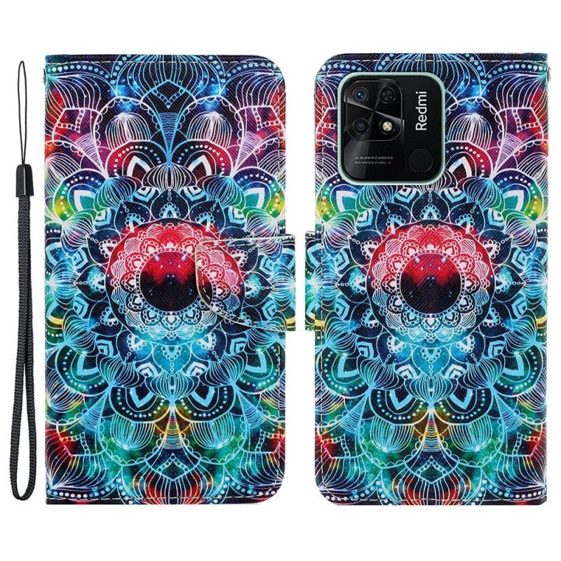 Fliptok Xiaomi Redmi 10C szíjjal Pántos Mandala