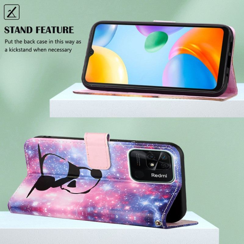 Fliptok Xiaomi Redmi 10C szíjjal Pántos Space Panda