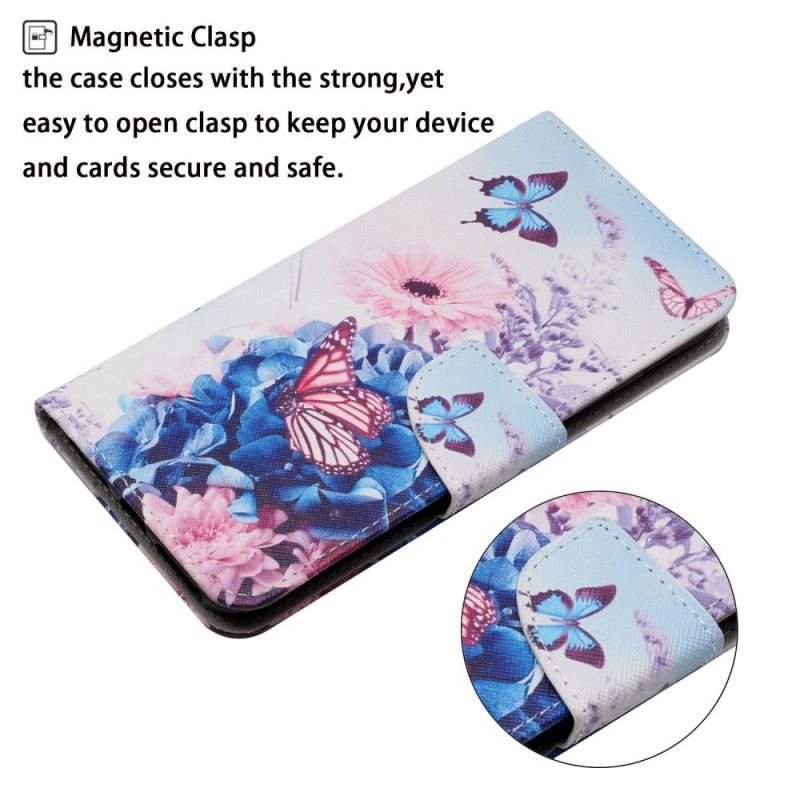 Fliptok Xiaomi Redmi 10C szíjjal Strappy Floral Fantasy