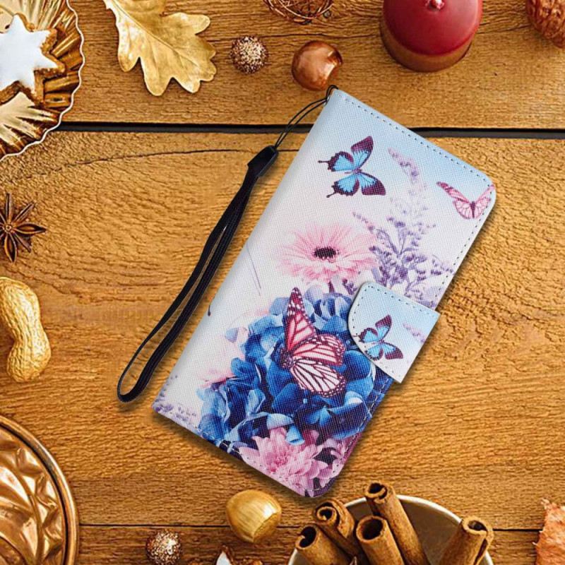 Fliptok Xiaomi Redmi 10C szíjjal Strappy Floral Fantasy