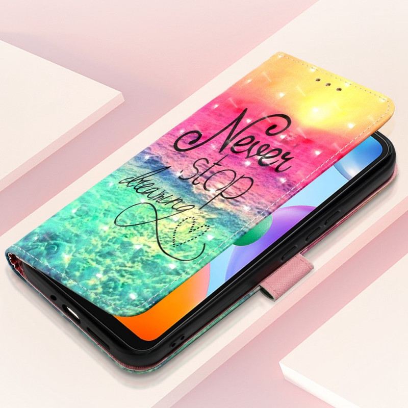 Kinyitható Tokok Xiaomi Redmi 10C szíjjal Never Stop Dreaming Strappy