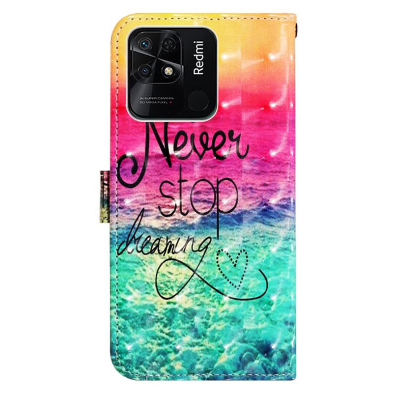 Kinyitható Tokok Xiaomi Redmi 10C szíjjal Never Stop Dreaming Strappy